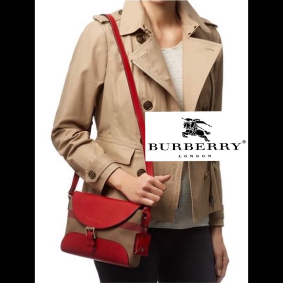 BURBERRY Red Henham House Check Canvas Crossbody - Picture 8 of 8